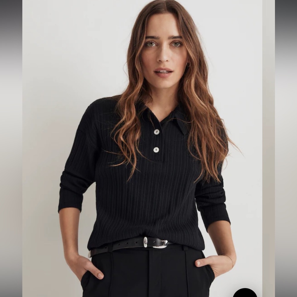 Variegated Rib Boxy Polo Shirt